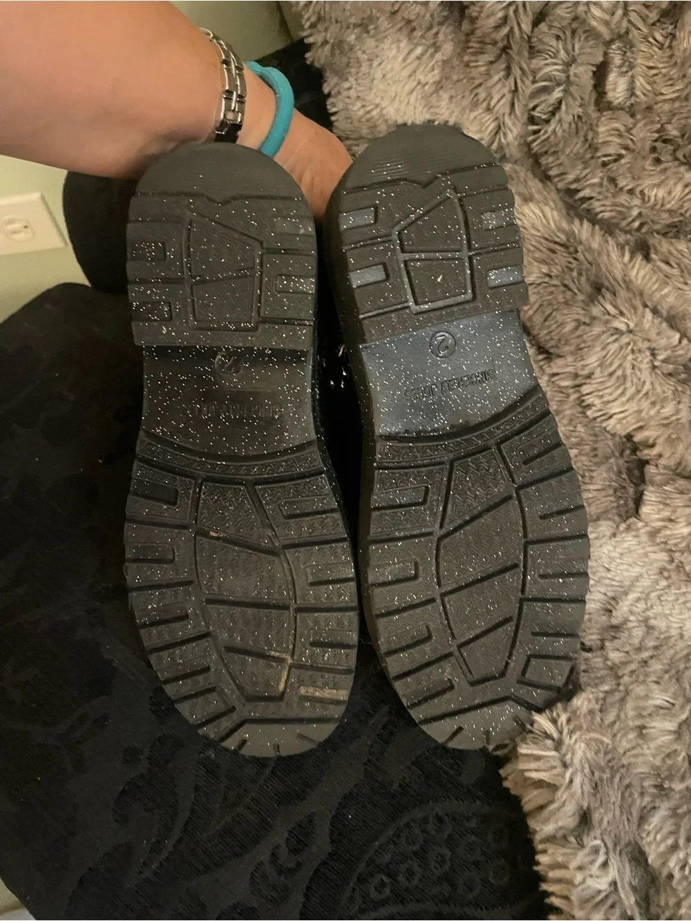 Sincerly Jules Black Kids Platform Chelsea Boots with Glitter Accents